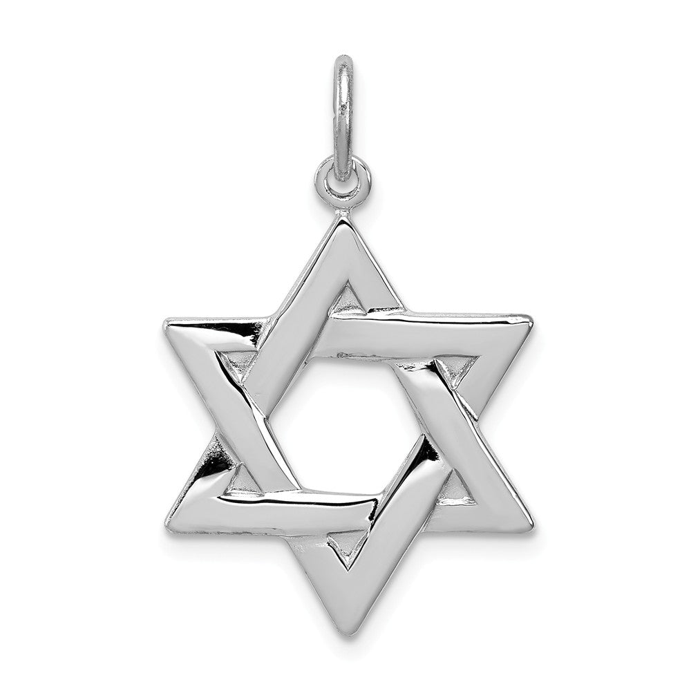 Rhodium Plated Sterling Silver Star of David Pendant, 19x21mm (3/4 In), Item P27735 by The Black Bow Jewelry Co.