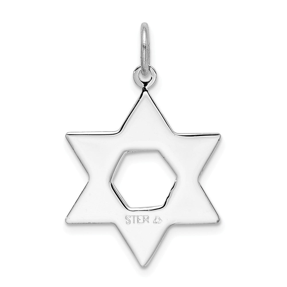 Alternate view of the Rhodium Plated Sterling Silver Star of David Pendant, 19x21mm (3/4 In) by The Black Bow Jewelry Co.