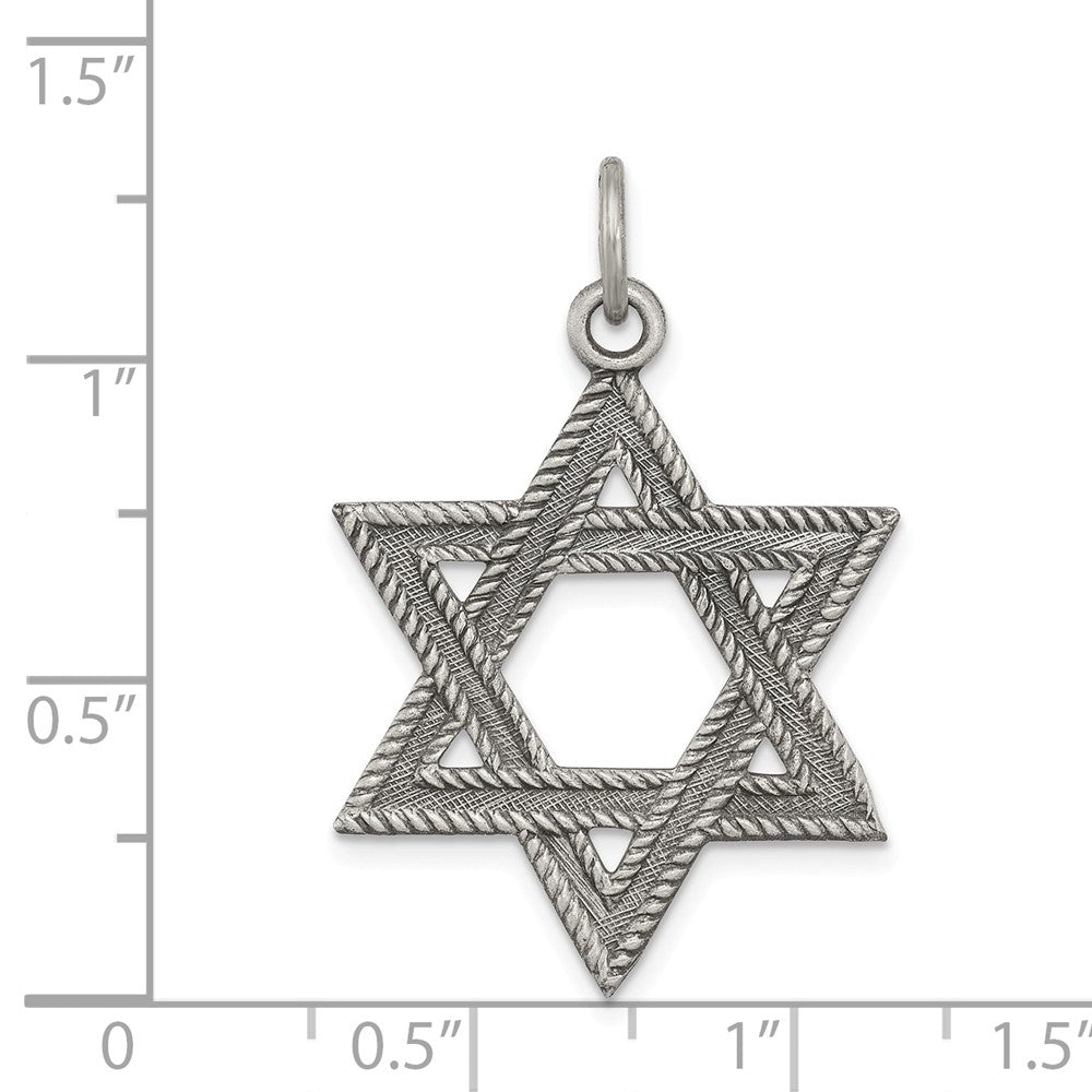 Alternate view of the Sterling Silver Antiqued Star of David Pendant, 22 x 25mm (1 Inch) by The Black Bow Jewelry Co.
