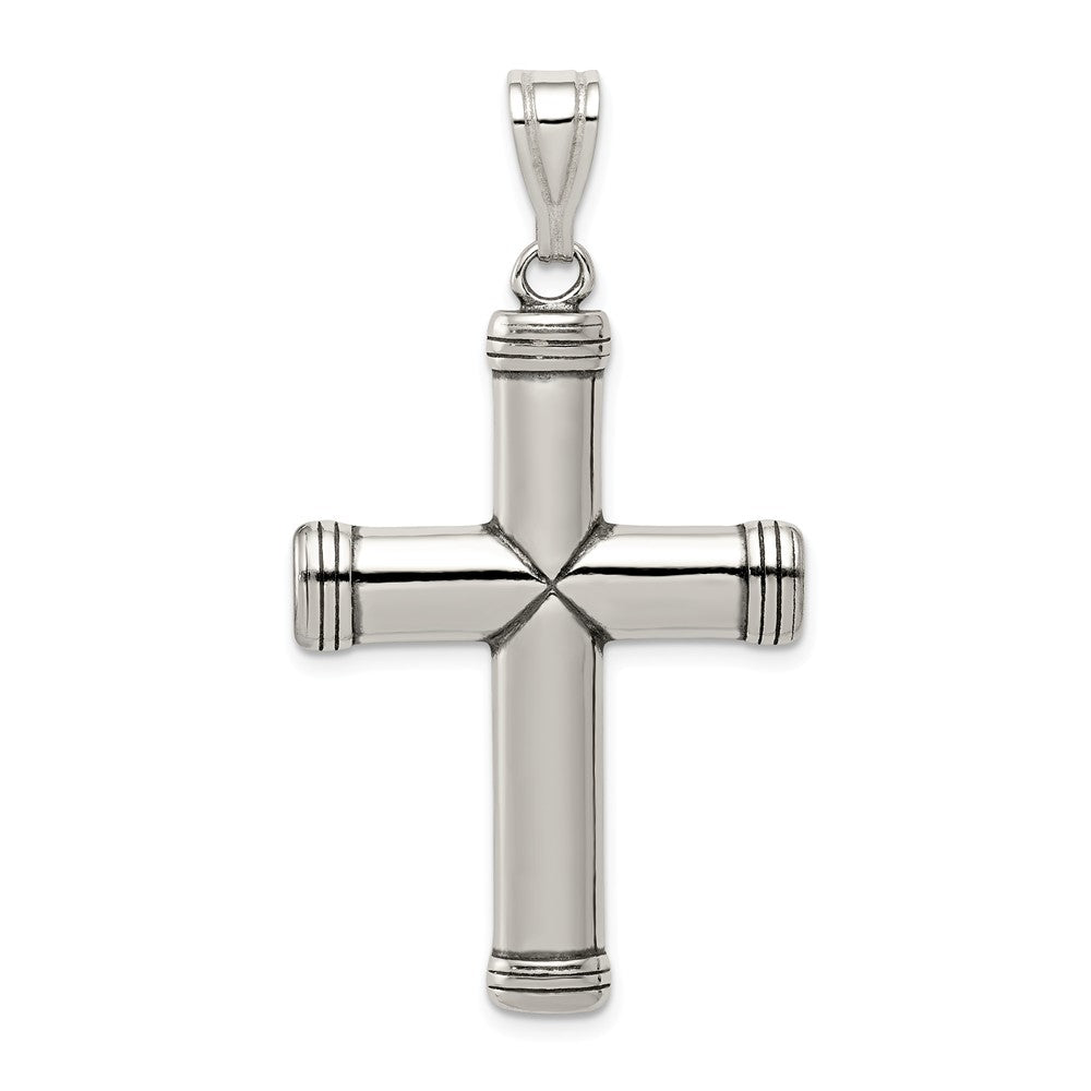 Sterling Silver Antiqued Solid 2D Latin Cross Pendant, 25 x 47mm, Item P27756 by The Black Bow Jewelry Co.