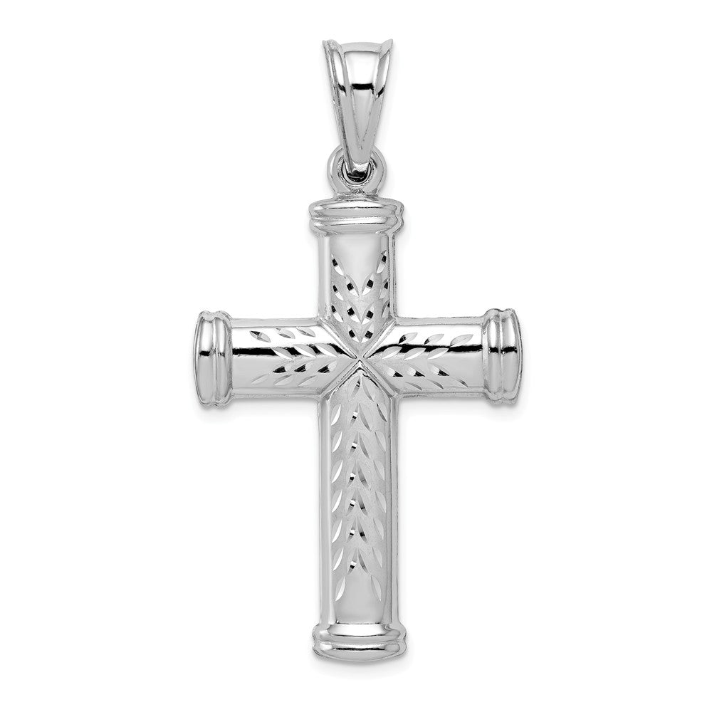 Sterling Silver Rhodium-Plated D/C & Polished Cross Pendant, 24 x