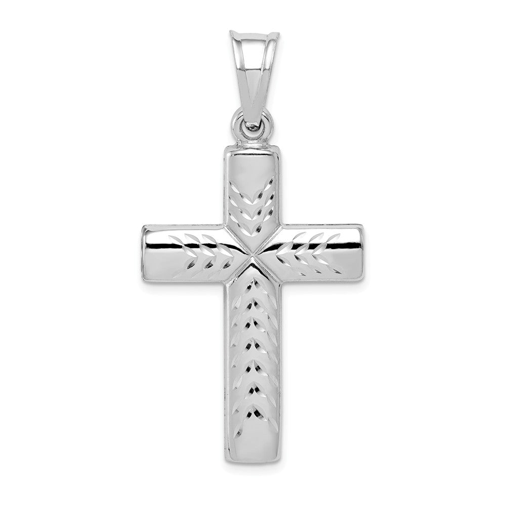 Alternate view of the Rhodium-Plated Sterling Silver Hollow Crucifix Cross Pendant, 23x46mm by The Black Bow Jewelry Co.