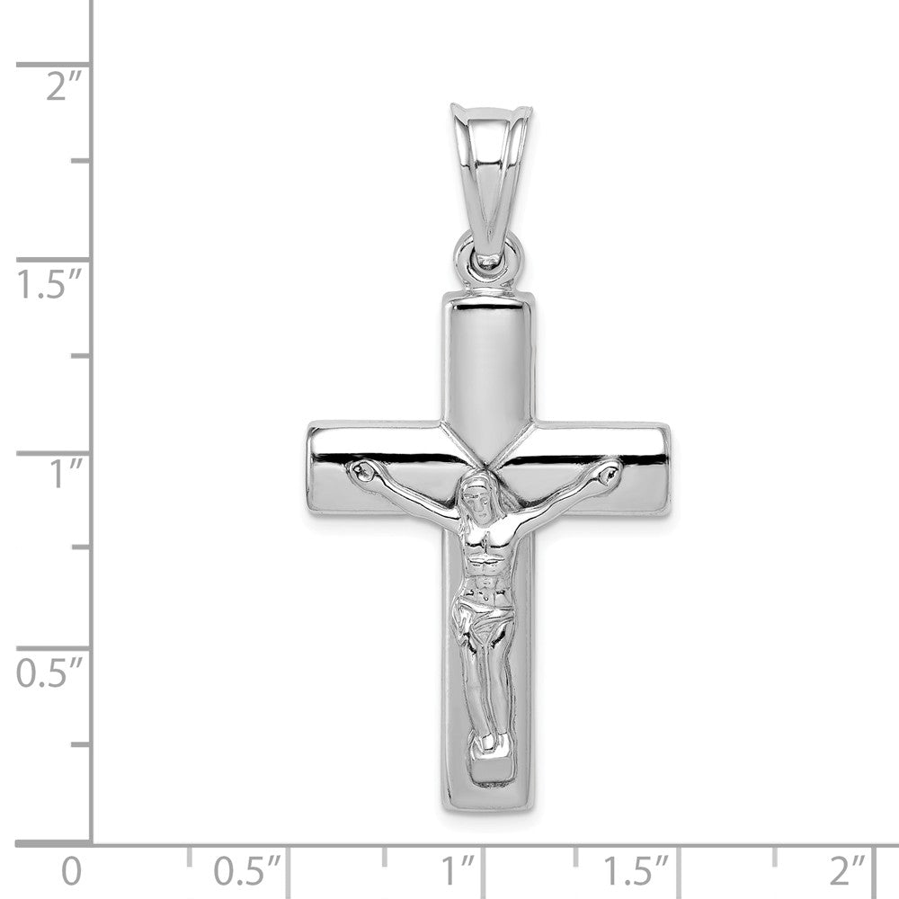 Alternate view of the Rhodium-Plated Sterling Silver Hollow Crucifix Cross Pendant, 23x46mm by The Black Bow Jewelry Co.