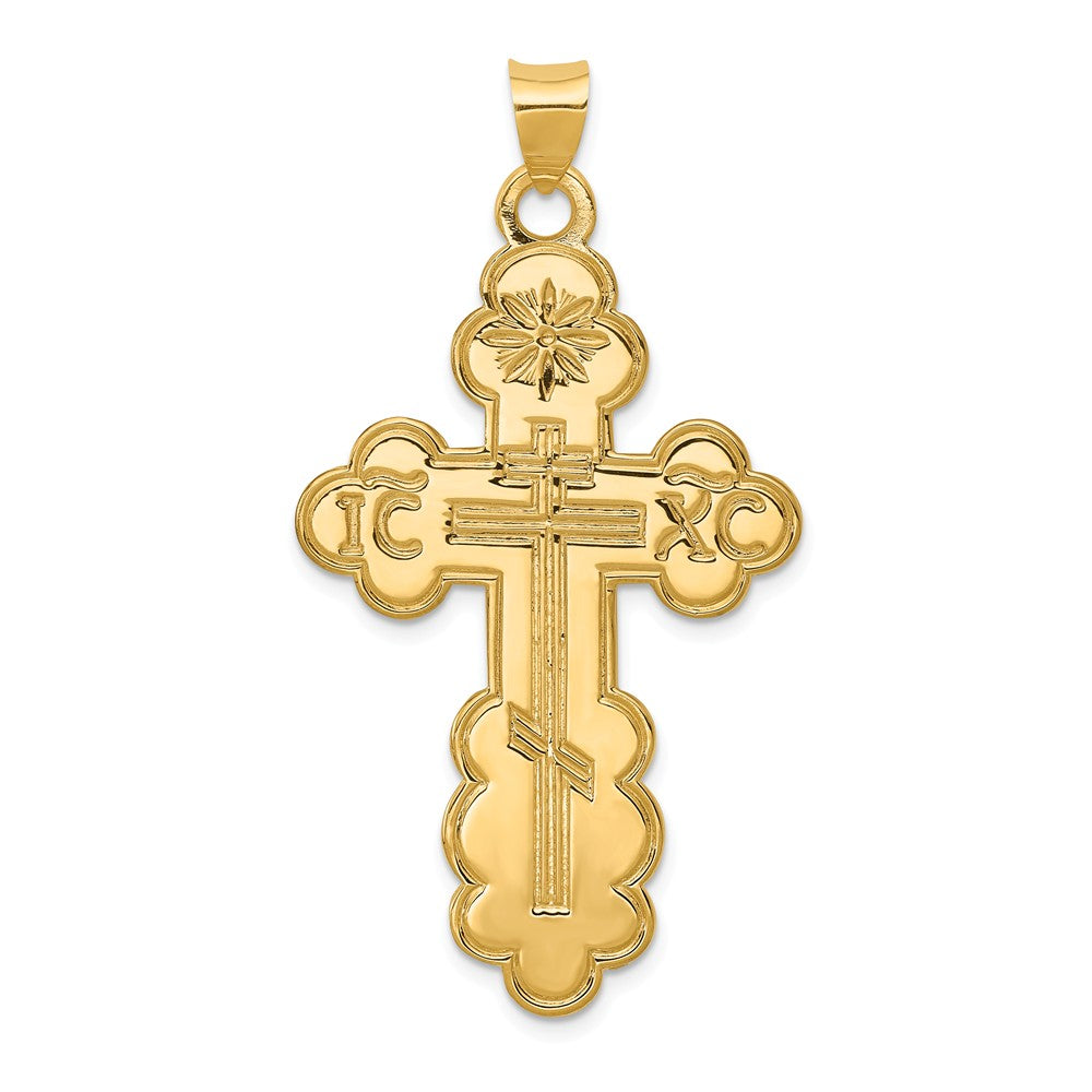 14k Yellow Gold Large Eastern Orthodox Cross Pendant, 26 x 50mm, Item P27770 by The Black Bow Jewelry Co.
