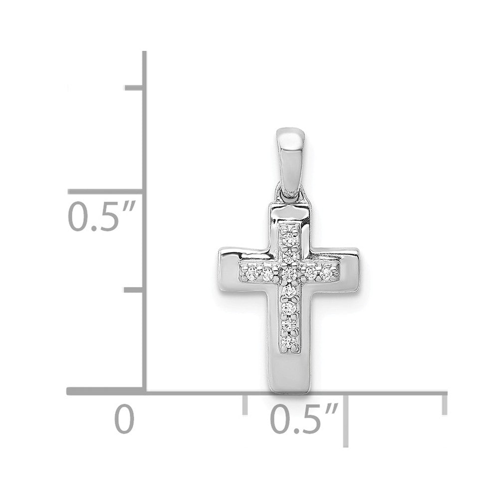 Alternate view of the 14k White Gold 1/20 Ctw Diamond Tiny Latin Cross Pendant, 9 x 17mm by The Black Bow Jewelry Co.