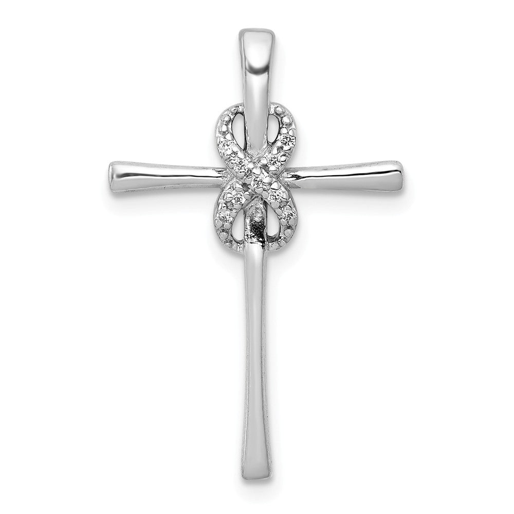 14k White Gold 0.04 Ctw Diamond Infinity Cross Slide Pendant, 16x26mm, Item P27776 by The Black Bow Jewelry Co.