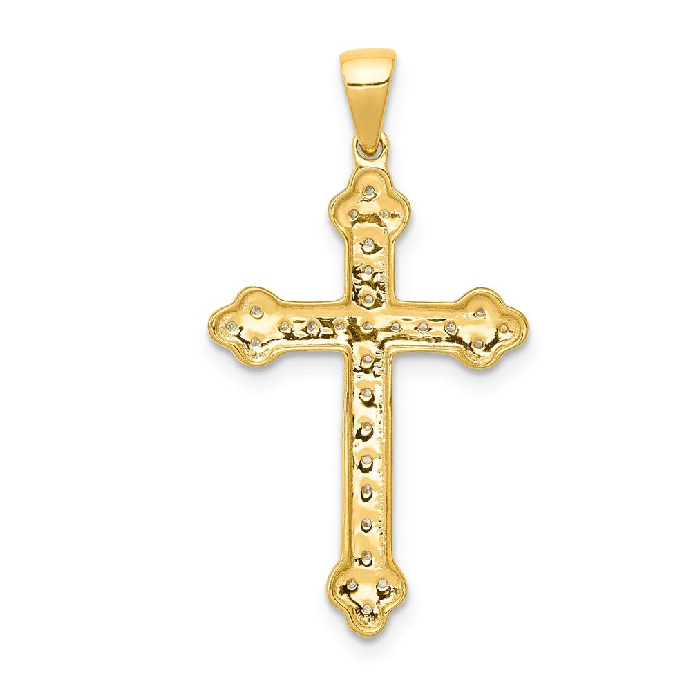 Alternate view of the 14k Yellow Gold &amp; Rhodium 1/10 Ctw Diamond Cross Pendant, 16 x 31mm by The Black Bow Jewelry Co.