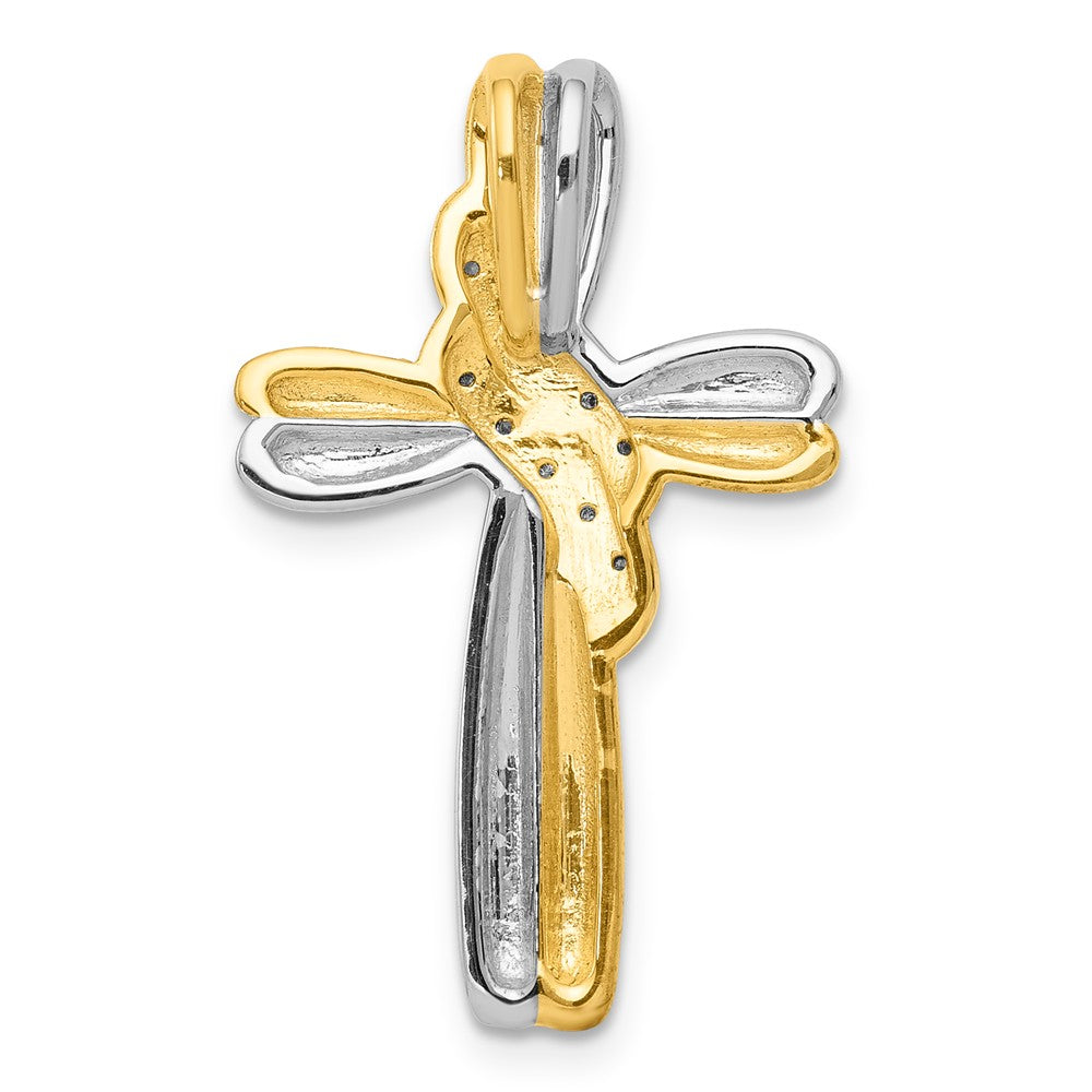 Alternate view of the 14k Yellow Gold &amp; White Rhodium Diamond Cross Slide Pendant, 17 x 27mm by The Black Bow Jewelry Co.