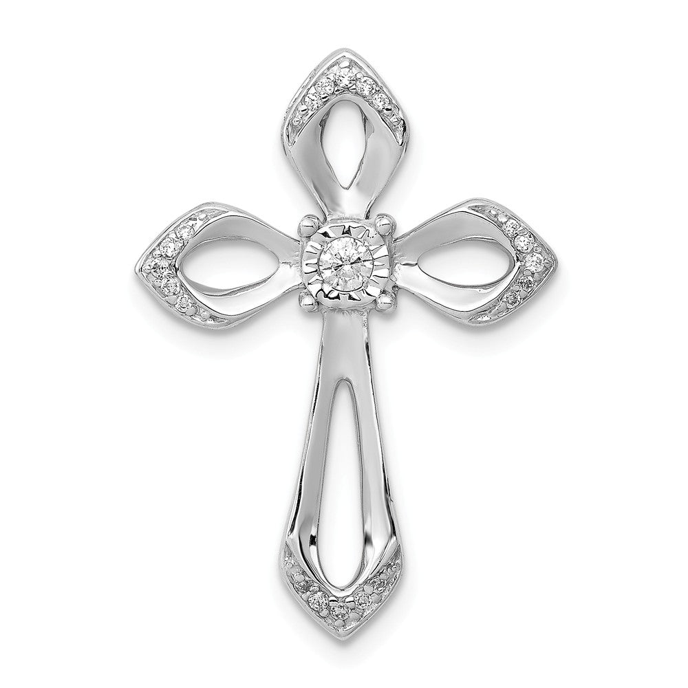 14k White Gold 1/8 Ctw Diamond Passion Cross Slide Pendant, 18 x 27mm, Item P27789 by The Black Bow Jewelry Co.