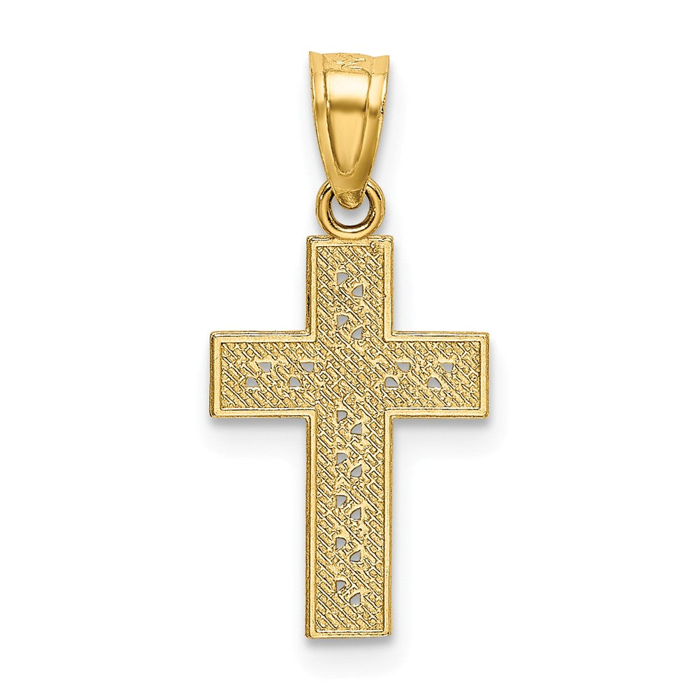 Alternate view of the 14k Yellow Gold Small Diamond-Cut Flat Rope Cross Pendant, 10 x 22mm by The Black Bow Jewelry Co.