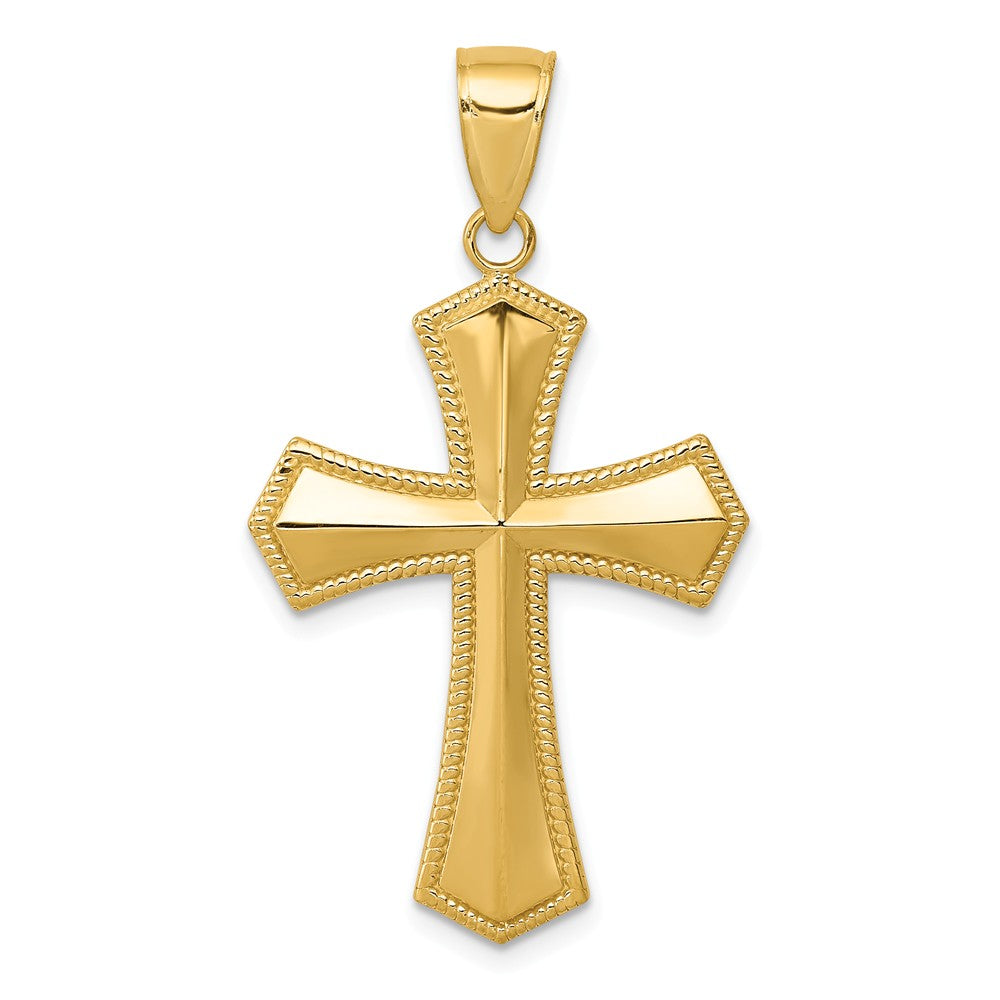 14k Yellow Gold Rope Edge Passion Cross Pendant, 20 x 39mm, Item P27792 by The Black Bow Jewelry Co.