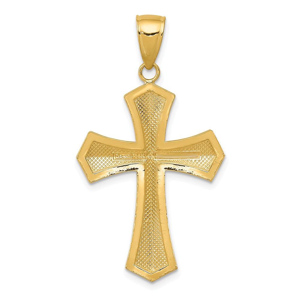 Alternate view of the 14k Yellow Gold Rope Edge Passion Cross Pendant, 20 x 39mm by The Black Bow Jewelry Co.