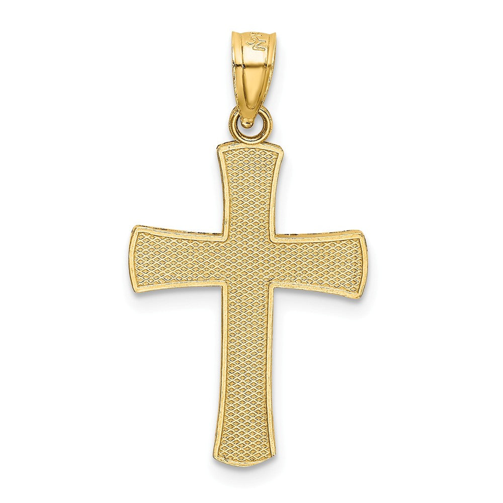 Alternate view of the 14k Yellow Gold Diamond-cut &amp; Textured Cross Pendant, 15 x 30mm by The Black Bow Jewelry Co.