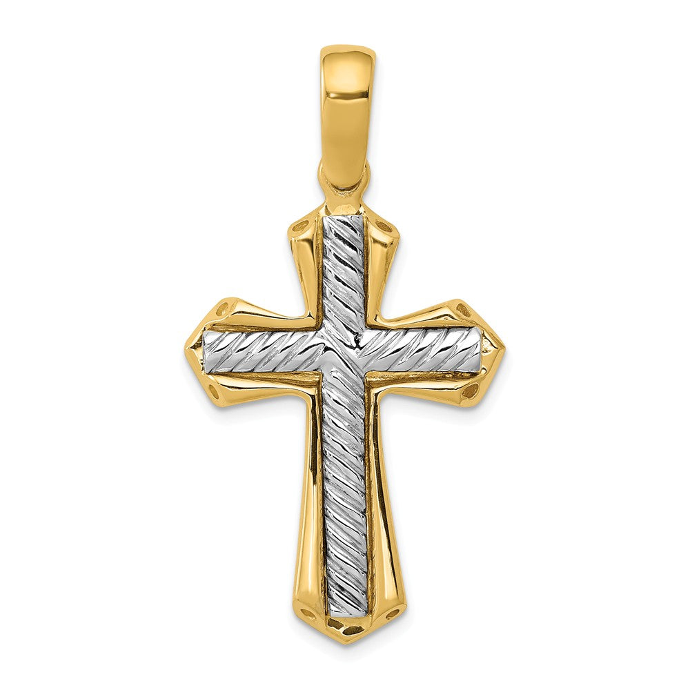 14k Two Tone Gold Solid Rope Cross Pendant, 22 x 43mm, Item P27800 by The Black Bow Jewelry Co.