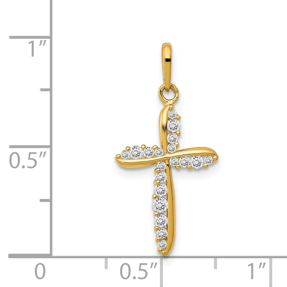 Alternate view of the 14k Yellow Gold Small CZ Cross Pendant, 11 x 24mm by The Black Bow Jewelry Co.