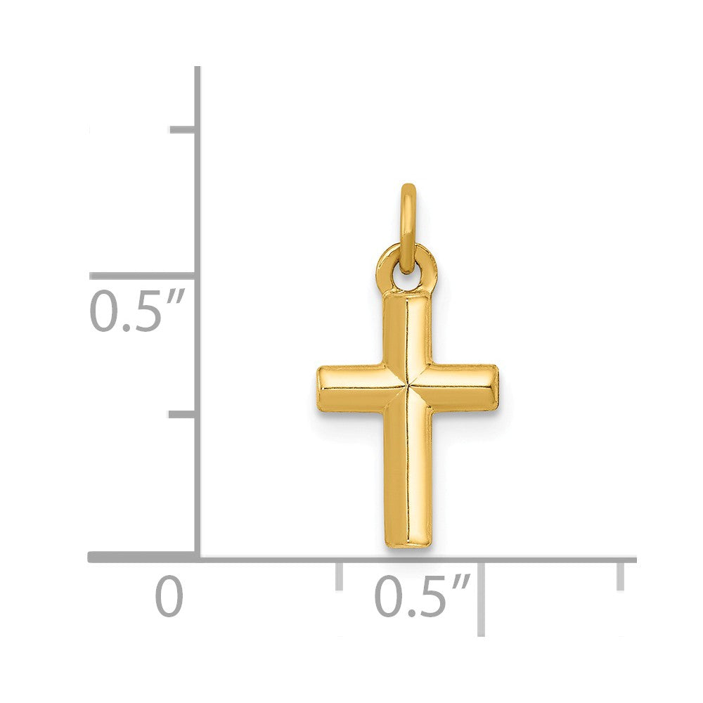 Alternate view of the 14k Yellow Gold Tiny Hollow Polished Cross Charm or Pendant, 8 x 16mm by The Black Bow Jewelry Co.