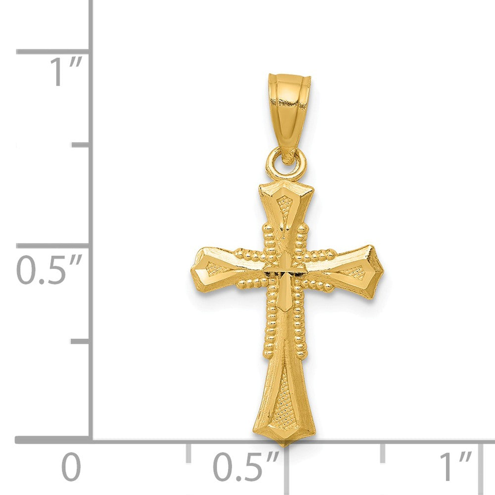 Alternate view of the 14k Yellow Gold Small Diamond-cut Cross Pendant, 12 x 24mm by The Black Bow Jewelry Co.