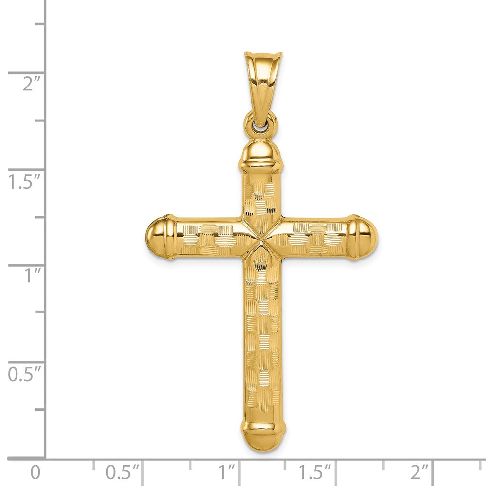 Alternate view of the Mens 14k Yellow Gold Hollow Reversible Textured Cross Pendant, 29x53mm by The Black Bow Jewelry Co.