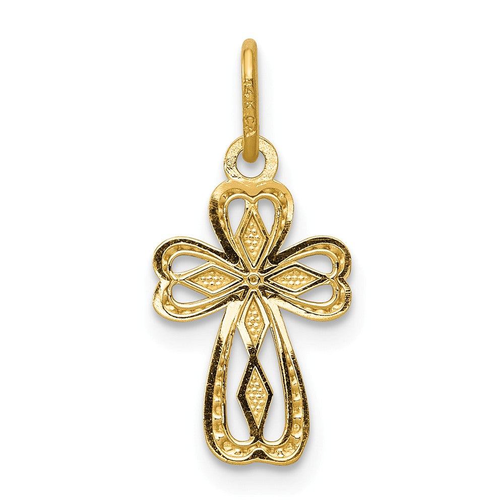 Alternate view of the 14k Yellow Gold Tiny Heart Cross Charm or Pendant, 8 x 18mm by The Black Bow Jewelry Co.