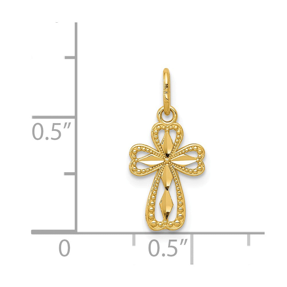 Alternate view of the 14k Yellow Gold Tiny Heart Cross Charm or Pendant, 8 x 18mm by The Black Bow Jewelry Co.