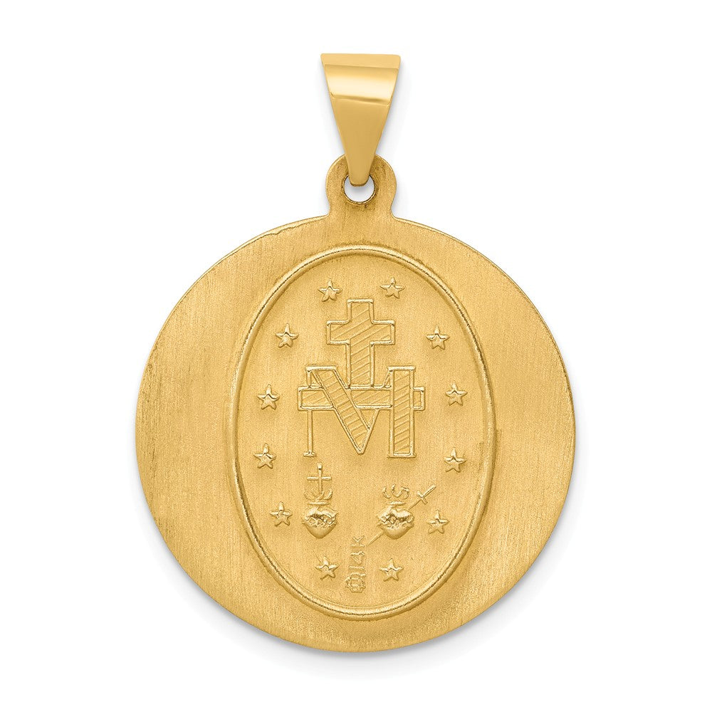 Alternate view of the 14k Yellow Gold Hollow Round Miraculous Medal Pendant, 22mm (7/8 Inch) by The Black Bow Jewelry Co.