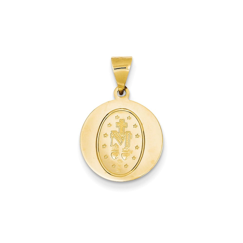 Alternate view of the 14k Yellow Gold Hollow Round Miraculous Medal Pendant, 25mm (1 Inch) by The Black Bow Jewelry Co.