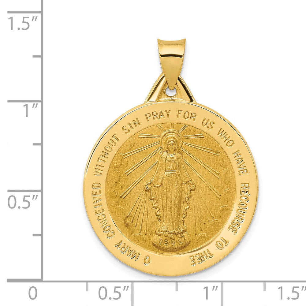 Alternate view of the 14k Yellow Gold Hollow Round Miraculous Medal Pendant, 25mm (1 Inch) by The Black Bow Jewelry Co.