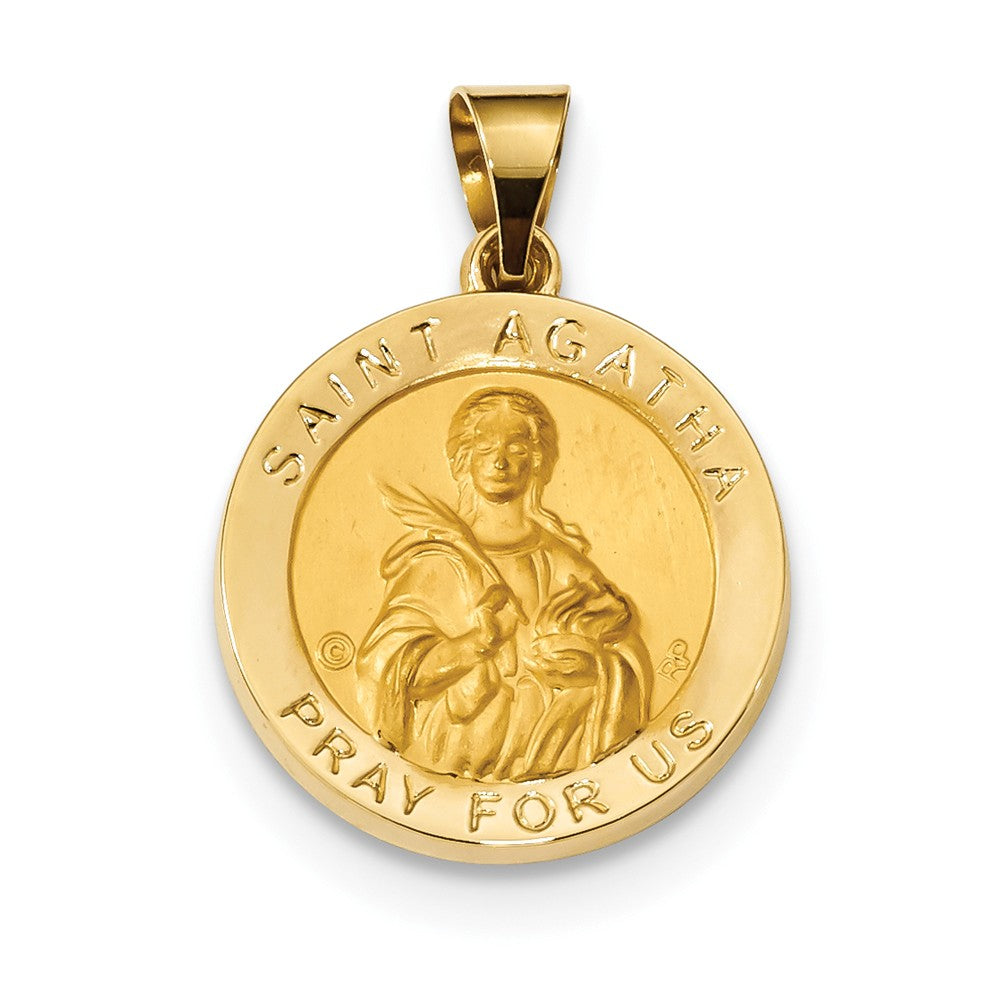 14k Yellow Gold Hollow St. Agatha Medal Pendant, 19mm (3/4 Inch), Item P27906 by The Black Bow Jewelry Co.