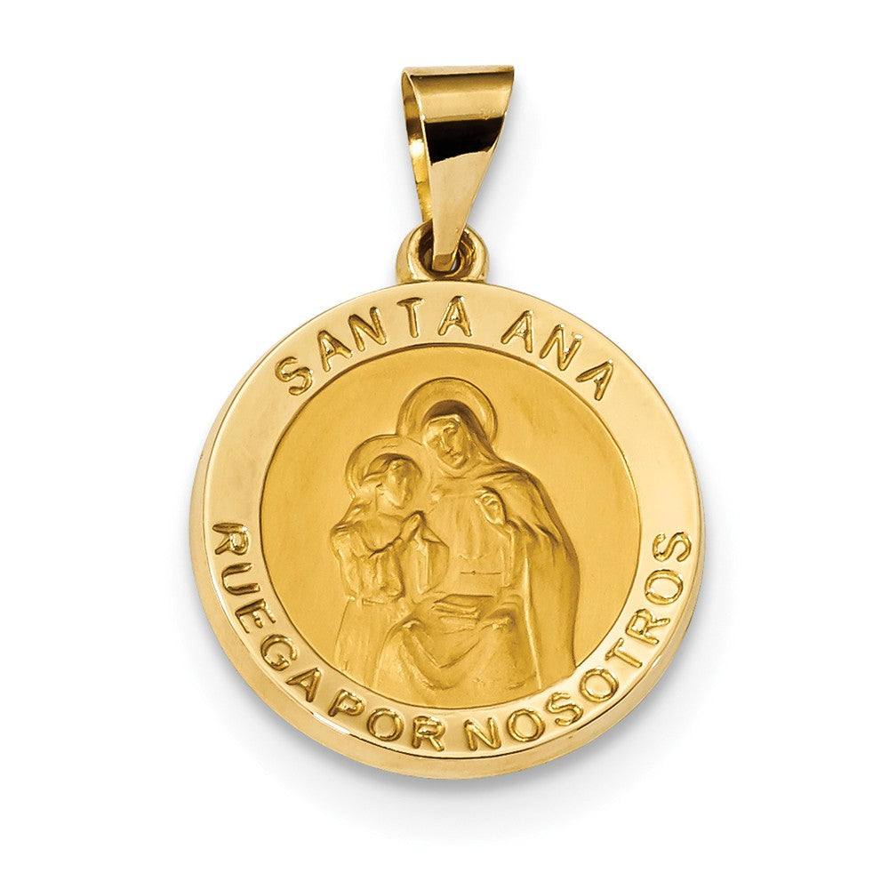 14k Yellow Gold Hollow Santa Ana Medal Pendant, 19mm (3/4 Inch), Item P27909 by The Black Bow Jewelry Co.