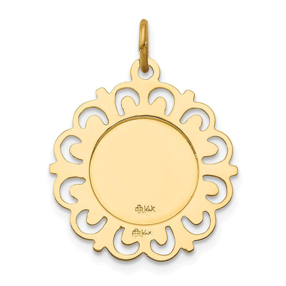 14k Yellow Gold Filigree St. Anthony Medal Pendant, 19mm (3