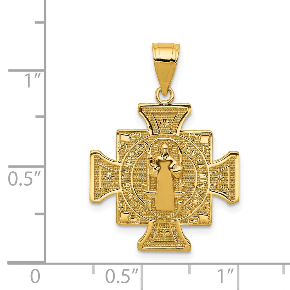 Alternate view of the 14k Yellow Gold Solid San Benito 2-Sided Cross Pendant, 19 x 28mm by The Black Bow Jewelry Co.