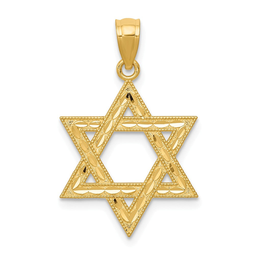 14k Yellow Gold Diamond-Cut Star of David Pendant, 16mm (5/8 Inch), Item P27946 by The Black Bow Jewelry Co.