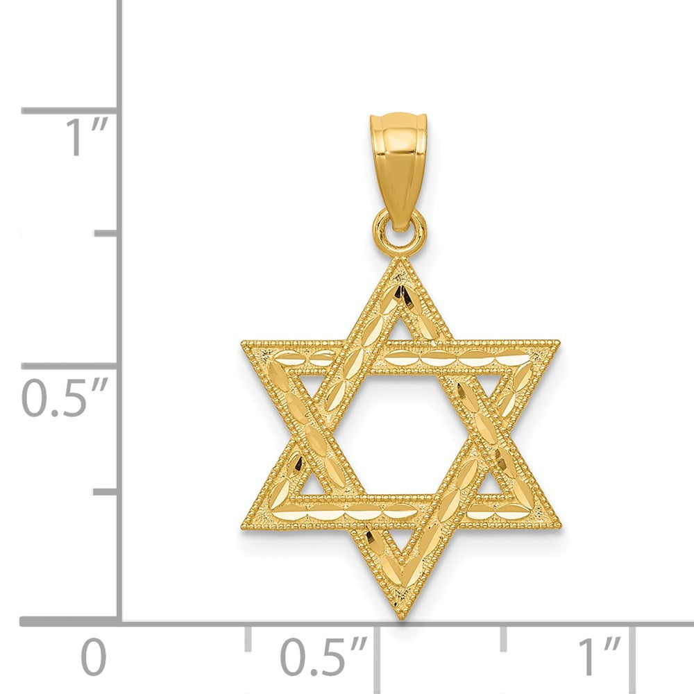 Alternate view of the 14k Yellow Gold Diamond-Cut Star of David Pendant, 16mm (5/8 Inch) by The Black Bow Jewelry Co.
