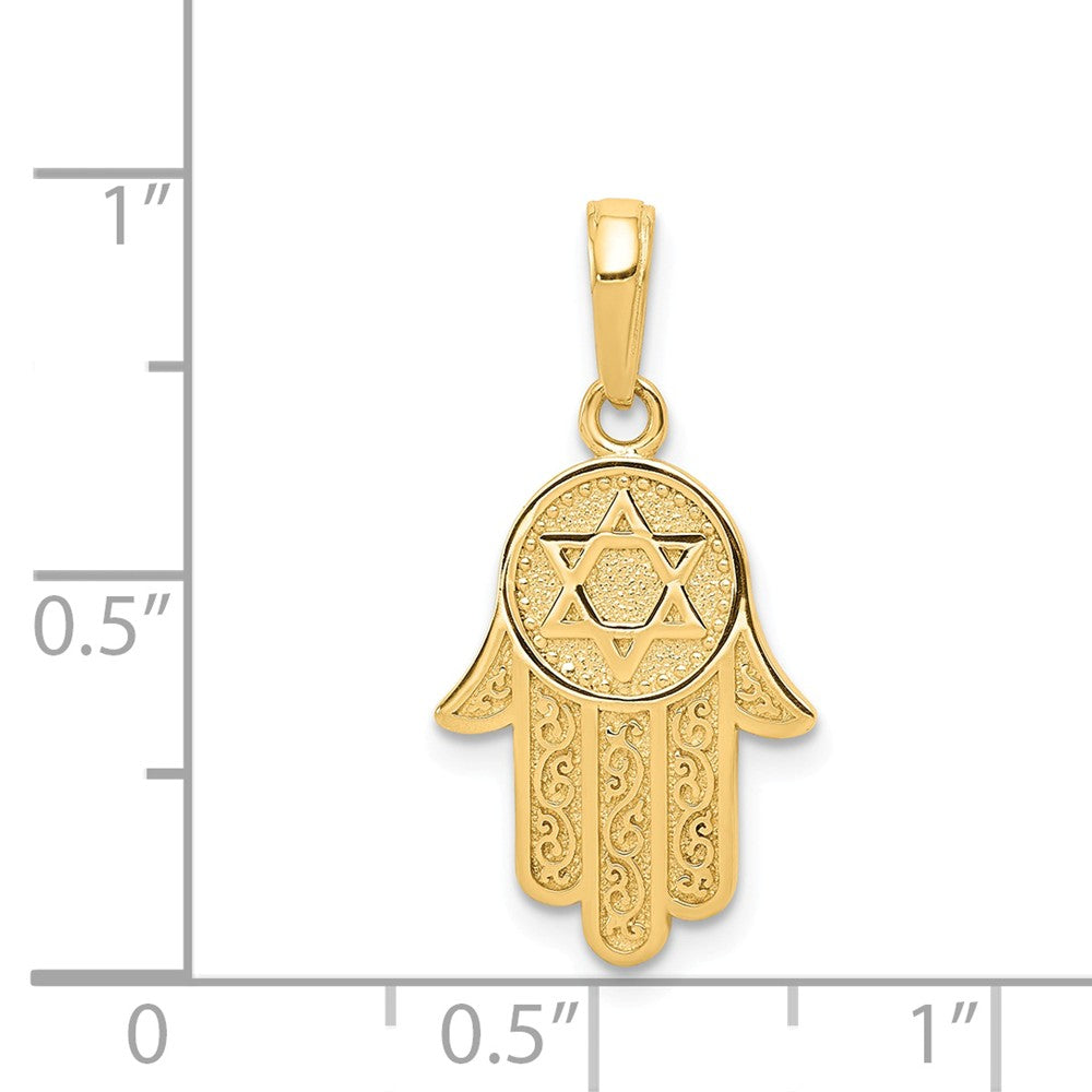 Alternate view of the 14k Yellow Gold Star of David Hamsa Pendant, 12 x 25mm by The Black Bow Jewelry Co.
