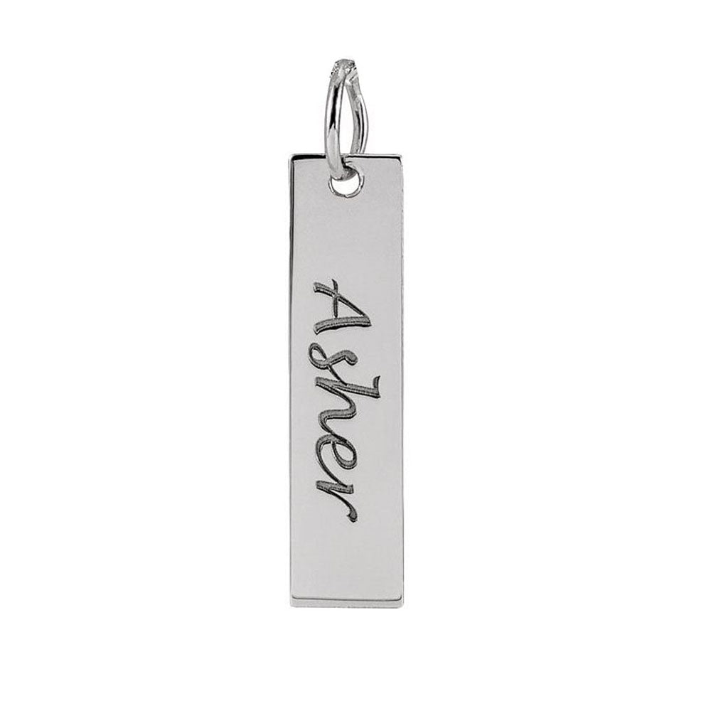 Alternate view of the 14k White Gold Vertical Bar Pendant, 5 x 20mm by The Black Bow Jewelry Co.