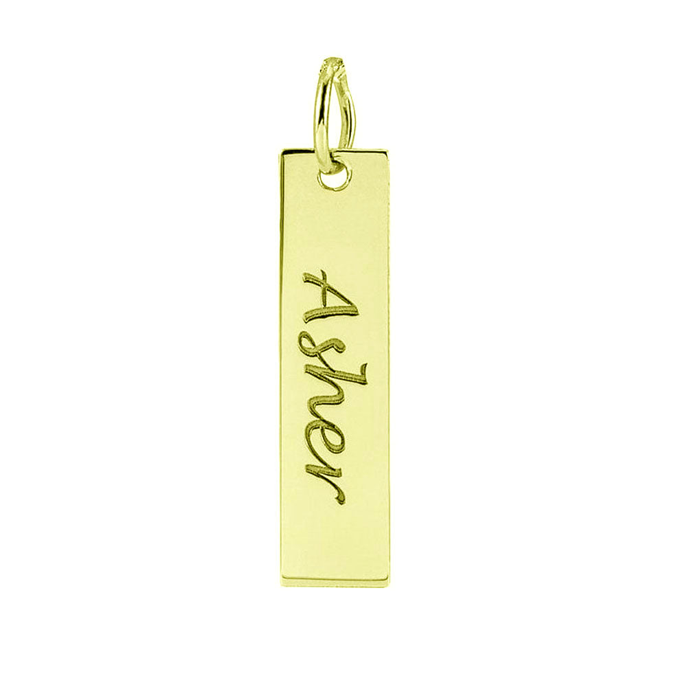 Alternate view of the 14k Yellow Gold Vertical Bar Pendant, 5 x 20mm by The Black Bow Jewelry Co.