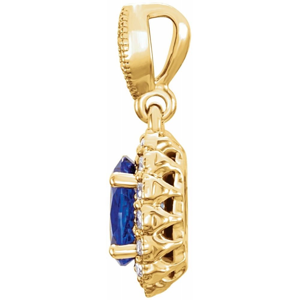 Alternate view of the 14k Yellow Gold Lab Created Sapphire &amp; 1/5 CTW Diamond Pendant, 9x18mm by The Black Bow Jewelry Co.