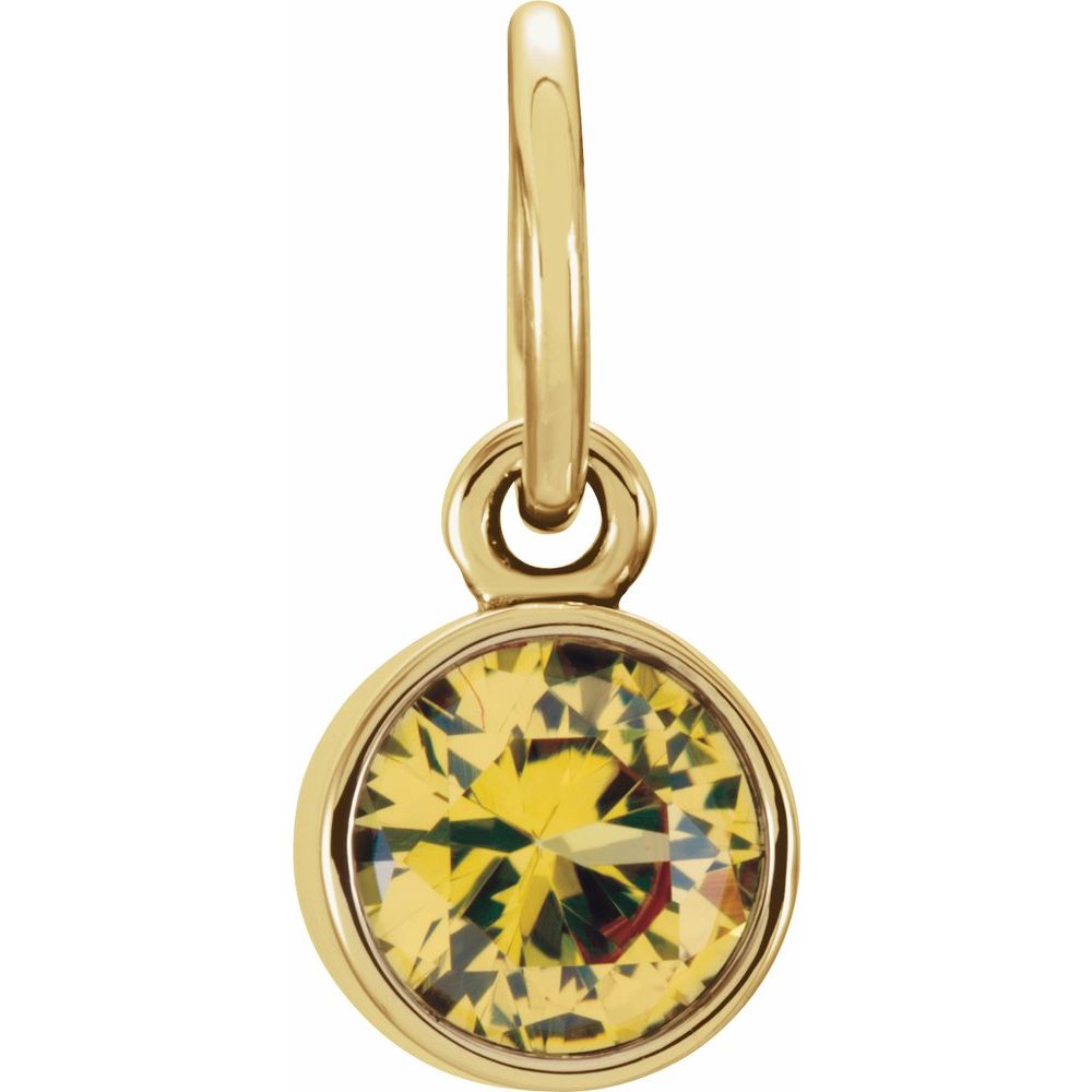 14k Yellow Gold 4mm Imitation Gemstone Charm or Pendant Enhancer, Item P28006 by The Black Bow Jewelry Co.