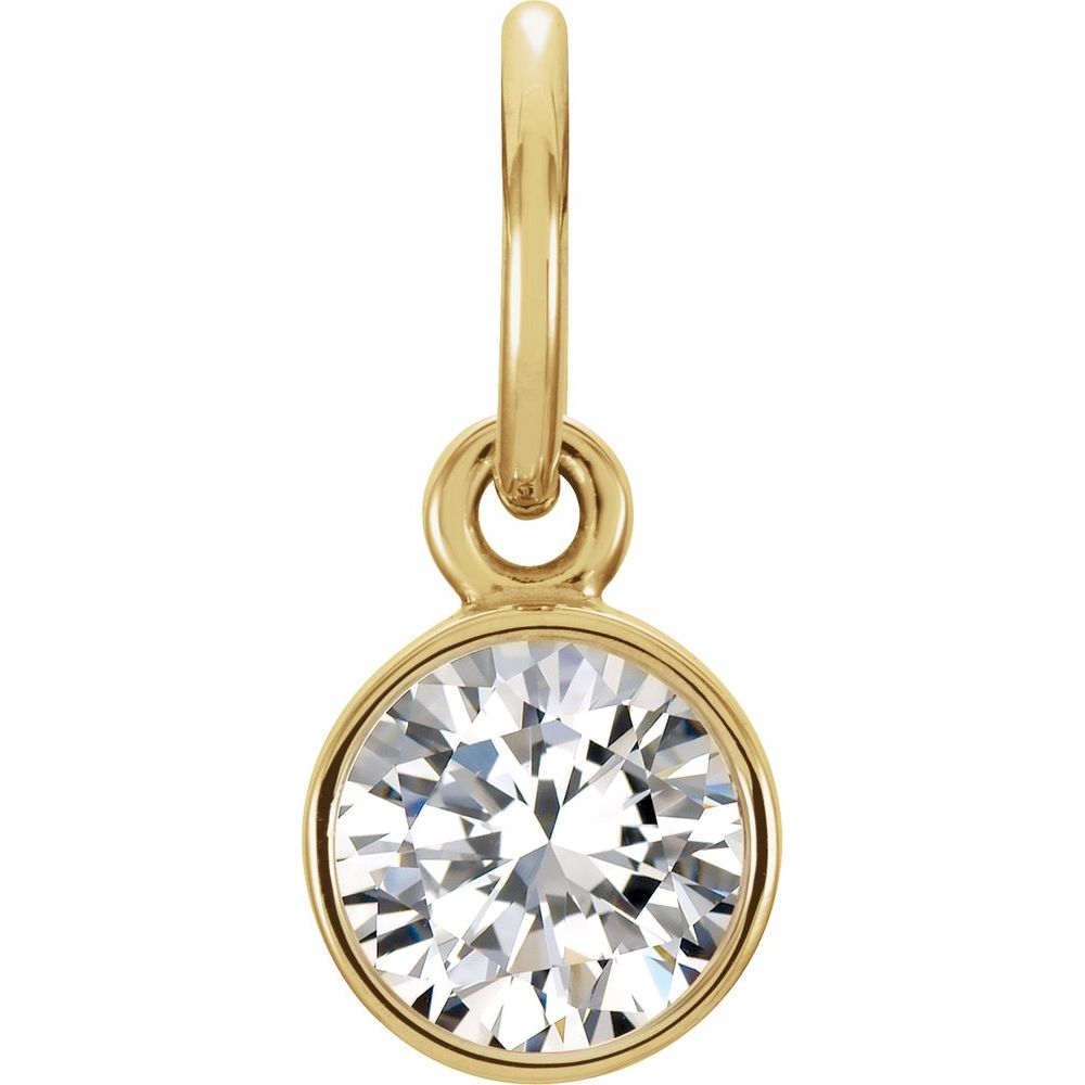 14k Yellow Gold 4mm Imitation Diamond Charm or Pendant Enhancer, Item P28006-CD by The Black Bow Jewelry Co.