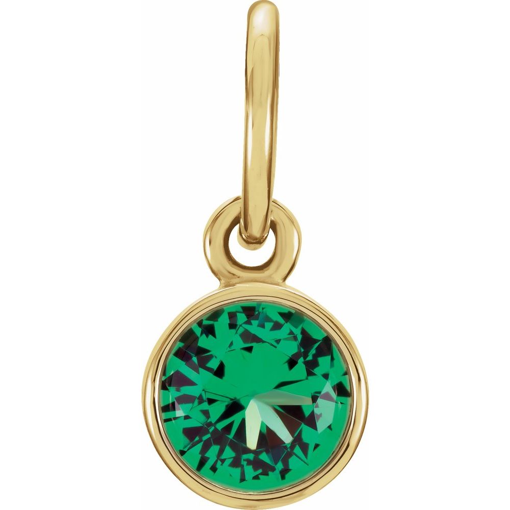 14k Yellow Gold 4mm Imitation Emerald Charm or Pendant Enhancer, Item P28006-CE by The Black Bow Jewelry Co.