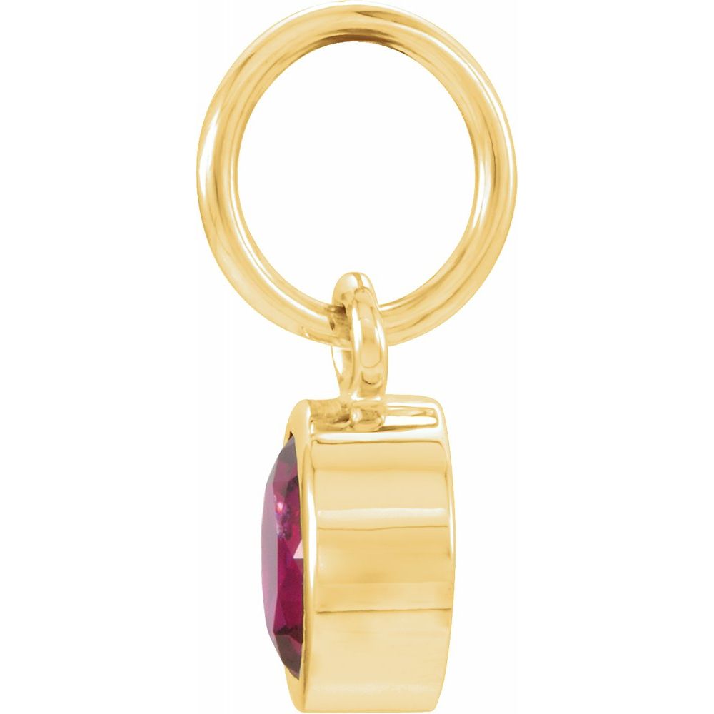 Alternate view of the 14k Yellow Gold 4mm Imitation Garnet Charm or Pendant Enhancer by The Black Bow Jewelry Co.