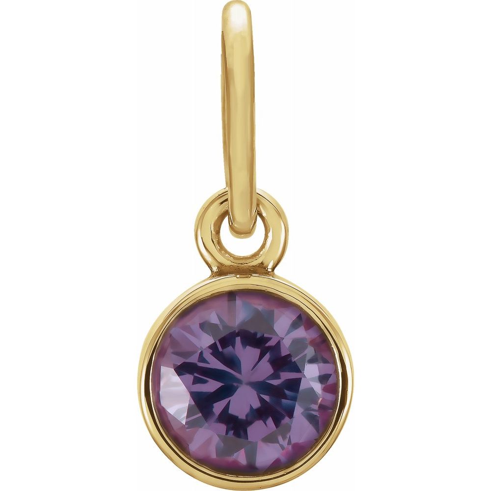 14k Yellow Gold 4mm Imitation Alexandrite Charm or Pendant Enhancer, Item P28006-CL by The Black Bow Jewelry Co.