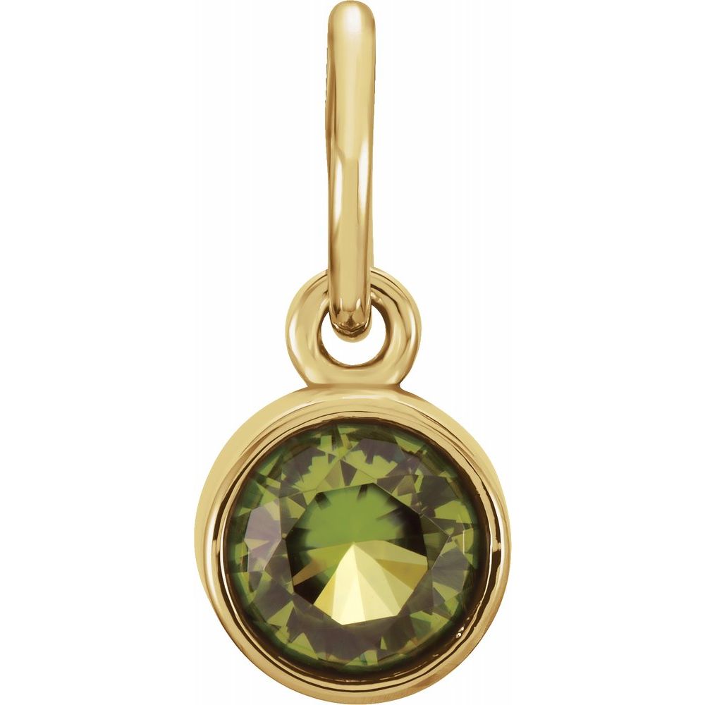 14k Yellow Gold 4mm Imitation Peridot Charm or Pendant Enhancer, Item P28006-CP by The Black Bow Jewelry Co.