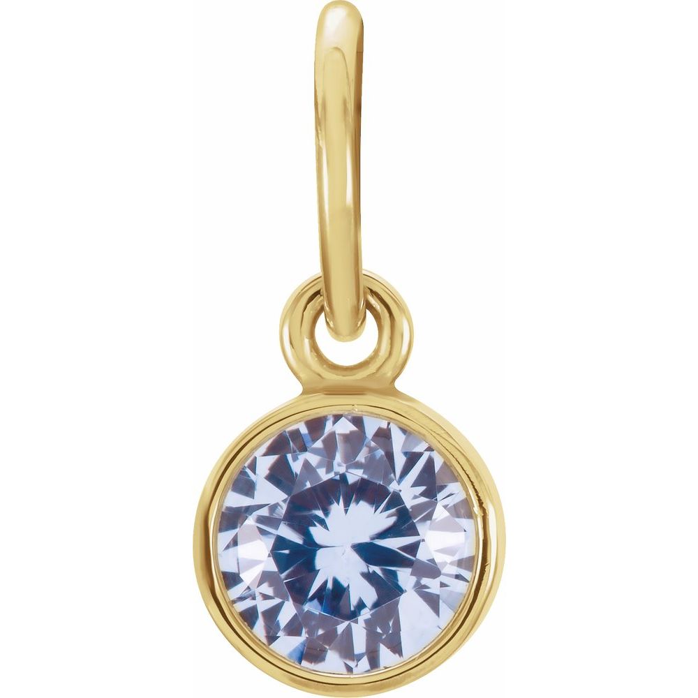 14k Yellow Gold 4mm Imitation Aquamarine Charm or Pendant Enhancer, Item P28006-CQ by The Black Bow Jewelry Co.