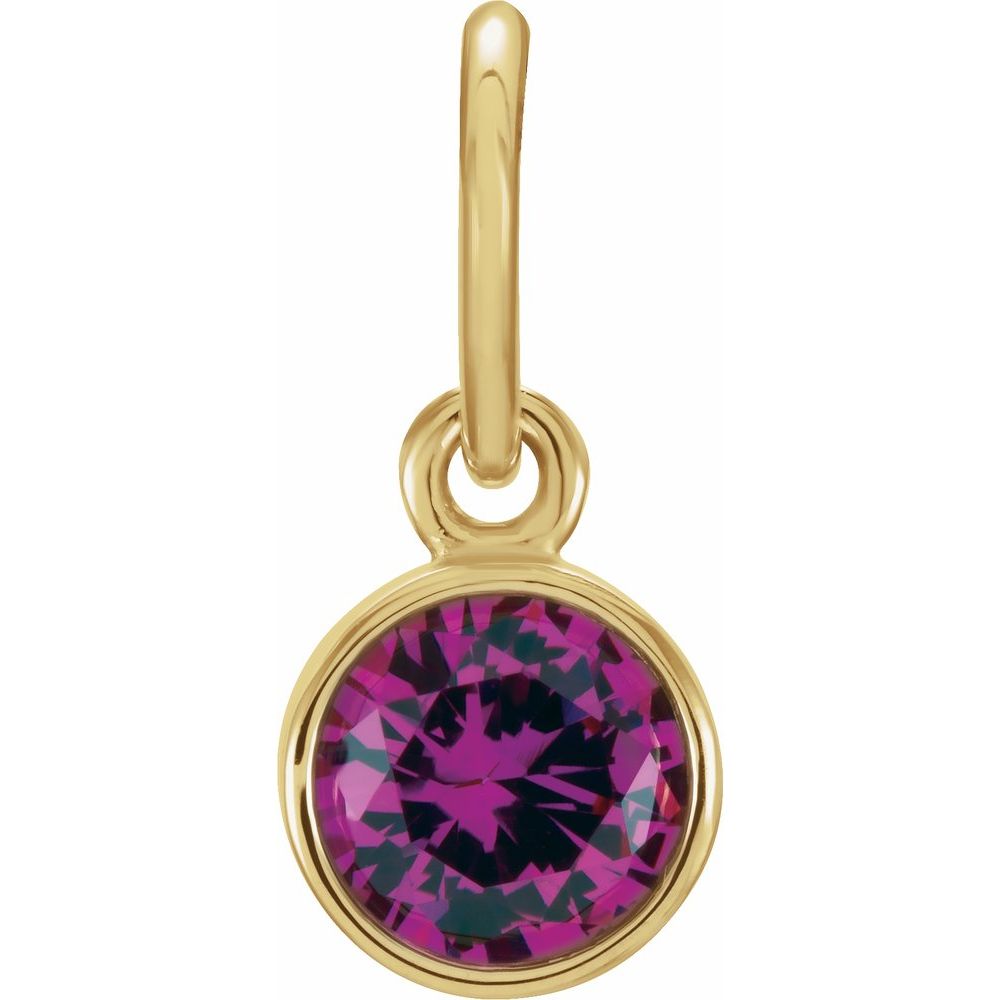 14k Yellow Gold 4mm Imitation Ruby Charm or Pendant Enhancer, Item P28006-CR by The Black Bow Jewelry Co.