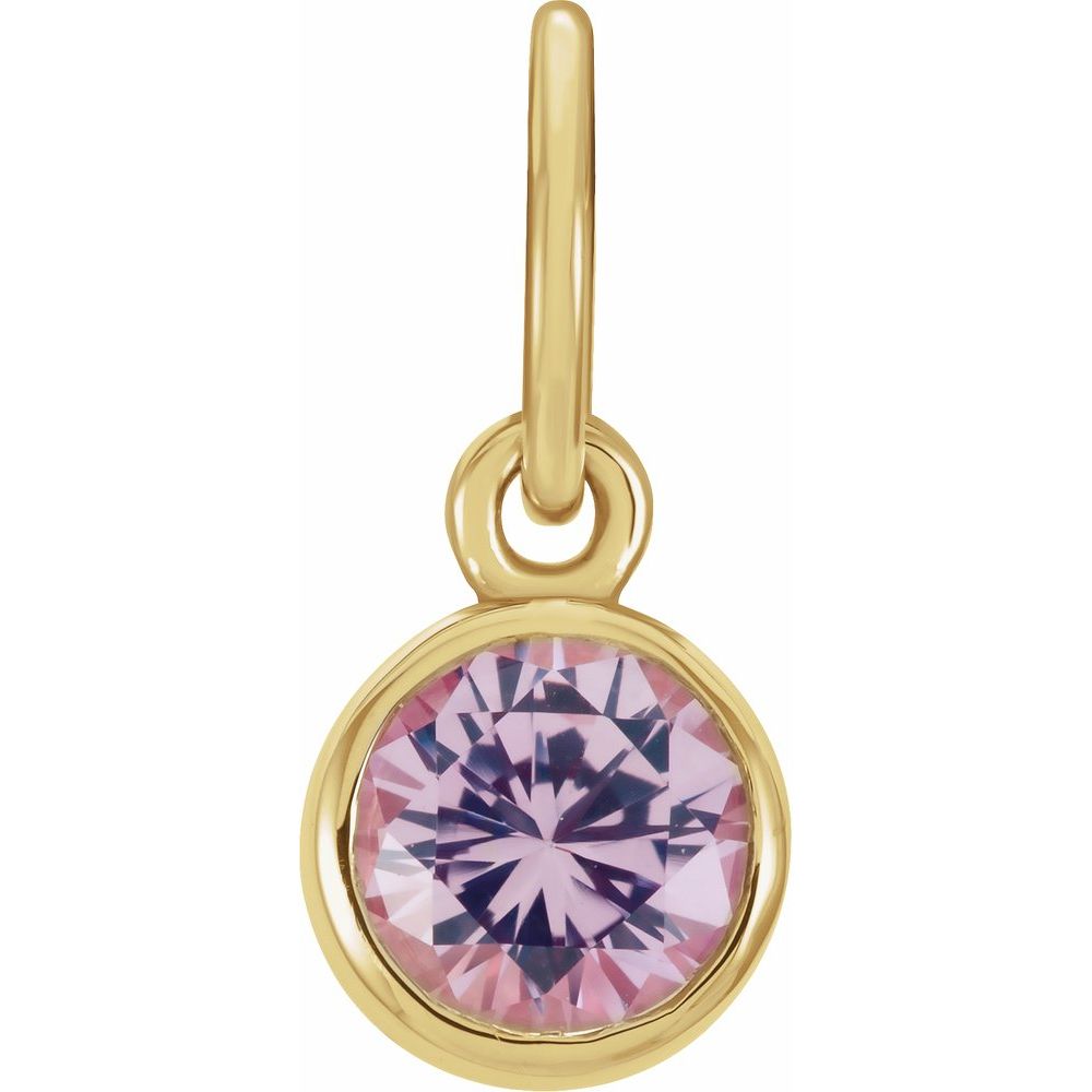 14k Yellow Gold 4mm Imitation Pnk Tourmaline Charm or Pendant Enhancer, Item P28006-CT by The Black Bow Jewelry Co.