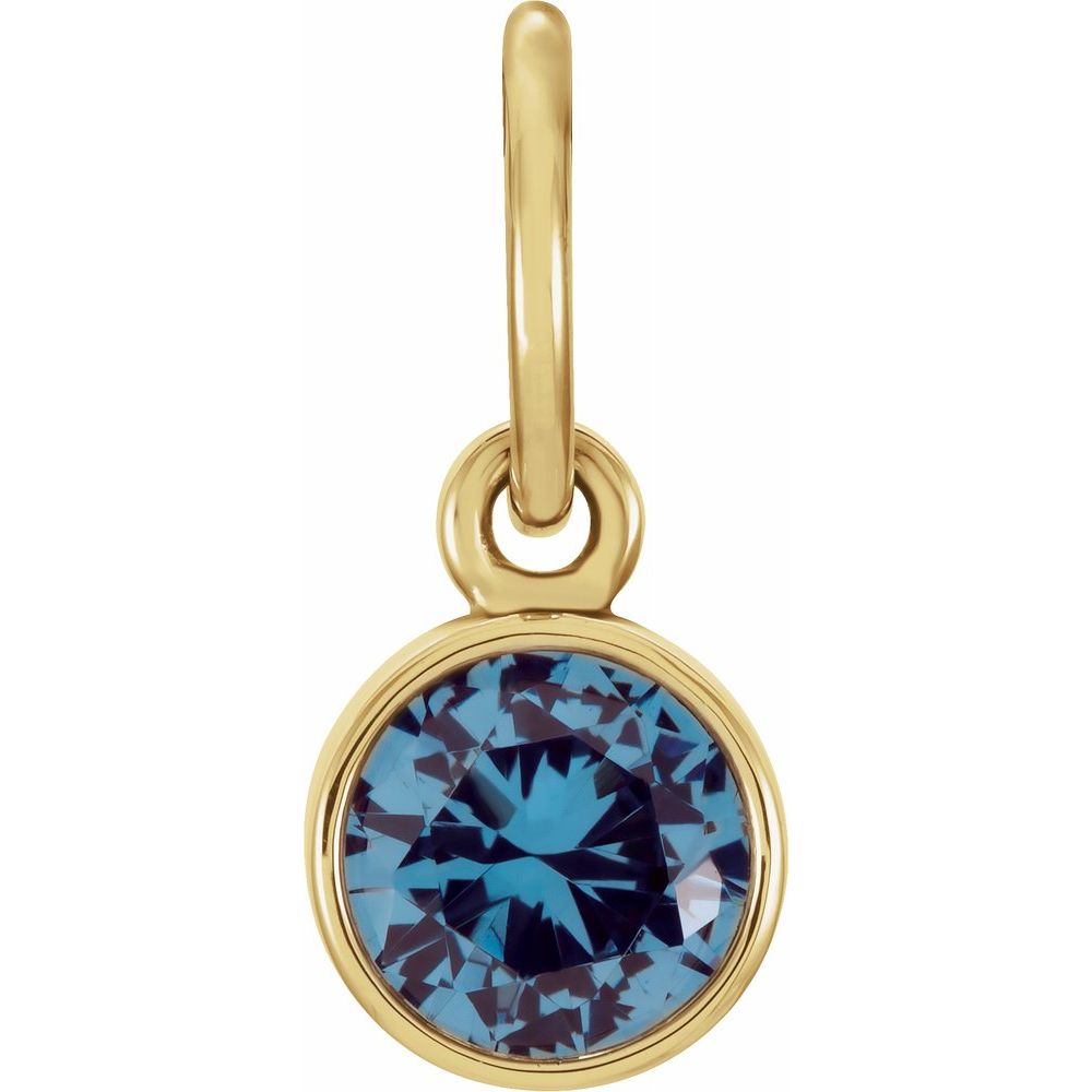 14k Yellow Gold 4mm Imitation Blue Zircon Charm or Pendant Enhancer, Item P28006-CZ by The Black Bow Jewelry Co.