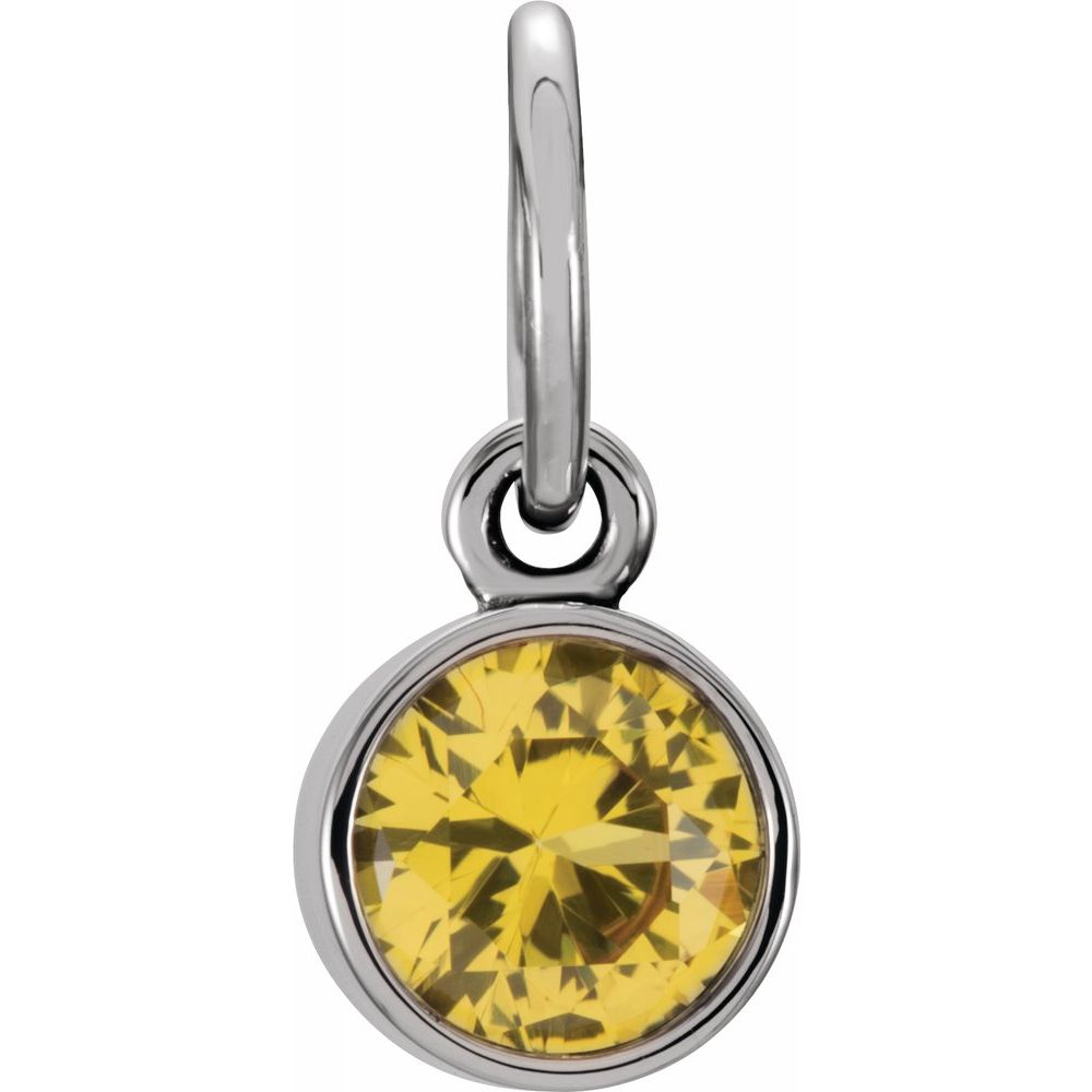 14k White Gold 4mm Imitation Citrine Charm or Pendant Enhancer, Item P28007-CC by The Black Bow Jewelry Co.