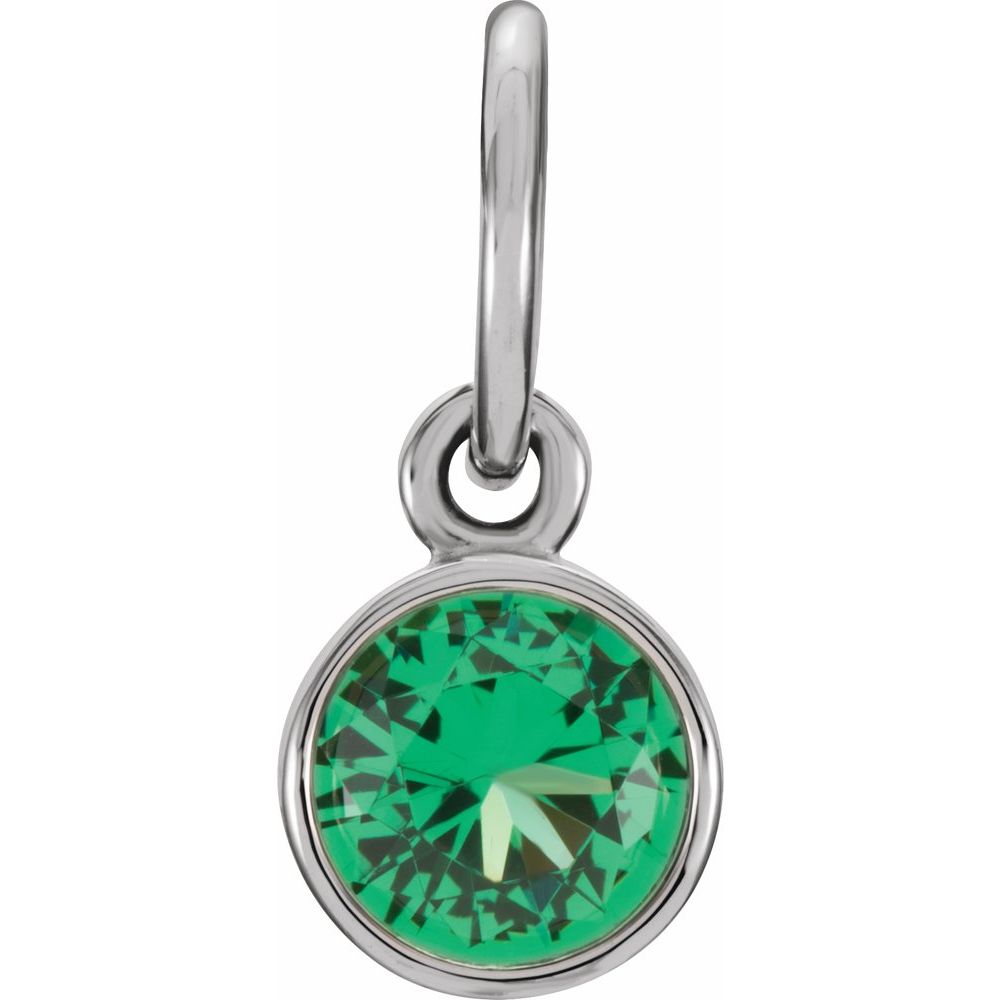 14k White Gold 4mm Imitation Emerald Charm or Pendant Enhancer, Item P28007-CE by The Black Bow Jewelry Co.