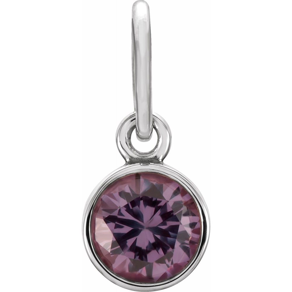 14k White Gold 4mm Imitation Alexandrite Charm or Pendant Enhancer, Item P28007-CL by The Black Bow Jewelry Co.